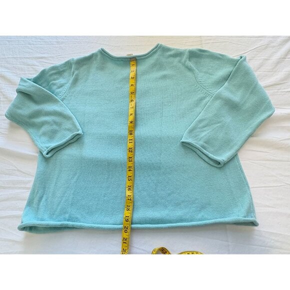 Appleseeds Petites Starfish Sweater Size PXL Turquoise Embroidered Beach Ocean - Picture 7 of 10